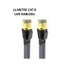 Mey İthalat® Cat 8 LAN Kablosu –Ethernet Kablosu Örgü Kaplama, Yüksek Hızlı  (15 METRE)