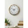Mey İthalat® Gold & White Luxury Classic 52 Cm Metal Duvar Saati