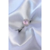 Mey İthalat® Gümüş Renk Pembe Zirkon Taşlı Kalp Charm Model Pirinç Kadın Yüzük