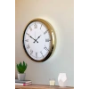 Mey İthalat® İhtişamlı Gold 52 Cm Metal Roma Rakamlı Lüks Duvar Saati