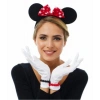 Mey İthalat® Kırmızı Fiyonklu Minnie Mouse Tacı ve Beyaz Eldiven Seti