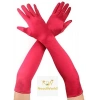 Mey İthalat® Kırmızı Renk Dirseğe Kadar Uzun Kumaş Eldiven 40 cm