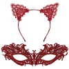 Mey İthalat® Şık Kırmızı Dantel Maske ve Taç Seti 5 No – Maskeli Balo & Özel Etkinlikler