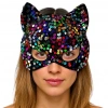 Mey İthalat® Siyah Kadife Kumaş Üzerine Rengarenk Payetli Pullu Parti Maskesi 16x14 cm