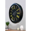 Mey İthalat® Siyah Mermer Desenli 52 Cm Metal Duvar Saati