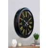 Mey İthalat® Siyah Mermer Desenli 52 Cm Metal Duvar Saati