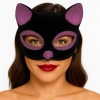 Mey İthalat® Siyah Renk Pembe Simli Süet Kaplama Kedi Maskesi 18x14 cm