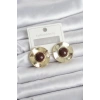 Mey İthalat® Vintage Model Kahverengi Gold Renk Pirinç Kadın Küpe