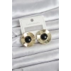 Mey İthalat® Vintage Model Siyah Gold Renk Pirinç Kadın Küpe
