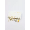 Renkli Taşlı Set Küpe - Altın