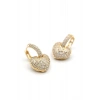 Taşlı Kalp Küpe - Altın