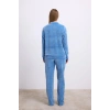Uzun Kollu Fermuarlı Kadife Sweatshirt ve Pantolon Pijama Takımı