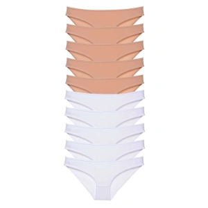 10 adet Süper Eko Set Likralı Kadın Slip Külot Ten Beyaz