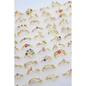 12li Karışık Prenses Yüzük Seti - Altın