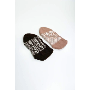 2 Çift El Örgüsü Kışlık Şık Kadın Yün Patik Set 10