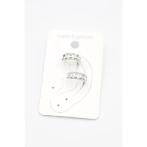 2li Taşlı Kıkırdak Küpe - Gümüş