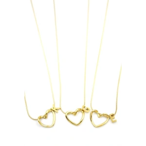 24lü Kalp Harf Kolye - Altın