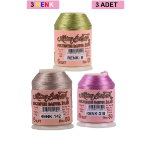 3 Adet Altınbaşak Oya ve Dantel İpi 20 gr - Royaleks - No: 142 - 318 - 009
