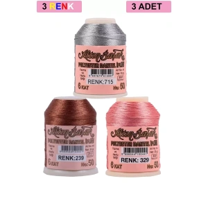 3 Adet Altınbaşak Oya ve Dantel İpi 20 gr - Royaleks - No: 239 - 329 - 715