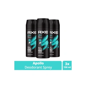 3 Adet Axe Erkek Sprey Deodorant Apollo 48 Saat Etkileyici Koku Vücut Spreyi 150 ml