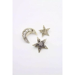 3lü Ay Yıldız Broş - Altın