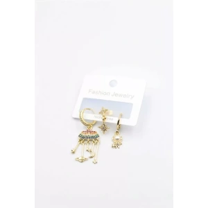 3lü Bulut Küpe - Altın