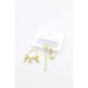 3lü Bulut Küpe - Altın