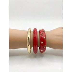 3Lü Set Bilezik - Kırmızı