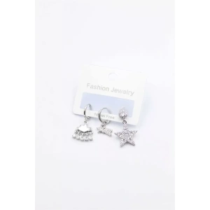 3lü Yıldız Küpe - Gümüş