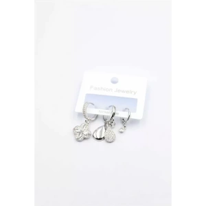 3lü Yonca Küpe - Gümüş