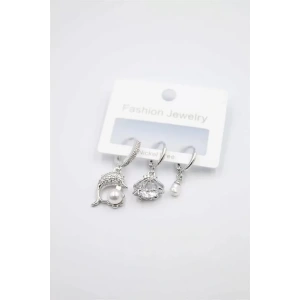 3lü Yunus Balığı Küpe - Gümüş