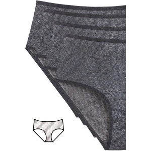 4lü Yeni Seri Renkli Yüksek Bel Fitilli Ribana Bato Külot Antrasit