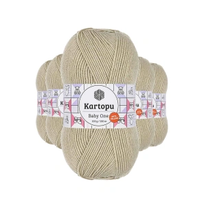 5 Adet Baby One Tüylenmeyen El Örgü İpi Yünü Bej K861