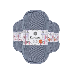 5 Adet Baby One Tüylenmeyen El Örgü İpi Yünü Jeans Mavi K571