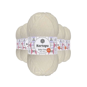 5 Adet Baby One Tüylenmeyen El Örgü İpi Yünü Kırık Beyaz K019