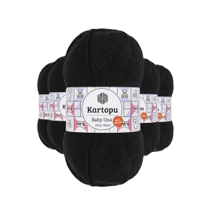 5 Adet Baby One Tüylenmeyen El Örgü İpi Yünü Siyah K940
