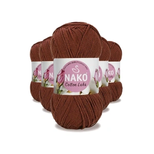 5 Adet Cotton Lüks Yelek Tunik Kazak Bluz Hırka İpi Yünü Kızıl Kahve 97556