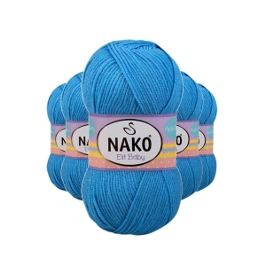 5 Adet Elite Baby El Örgü İpi Tüylenmeyen Bebek Yünü Alaska Mavisi 10119