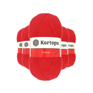 5 Adet Kristal Çift Katlı El Örgü Lif İpi Açık Kırmızı K160