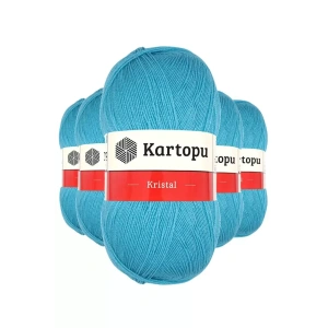 5 Adet Kristal Çift Katlı El Örgü Lif İpi Turkuaz K515