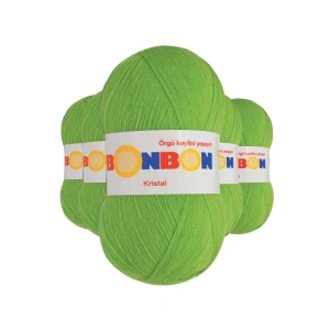 5 Adet Kristal El Örgü Lif İpi Açık Yeşil 98204