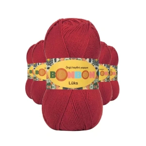 5 Adet Lüks Patik İpi Yünü Koyu Kırmızı 98676