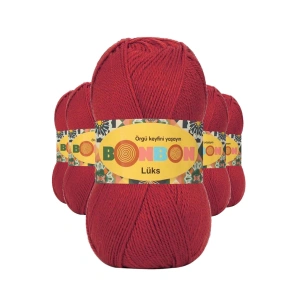 5 Adet Lüks Patik İpi Yünü Koyu Kırmızı 98676