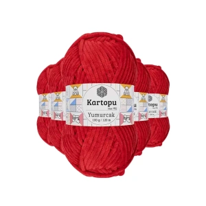 5 Adet Yumurcak Kadife El Örgü İpi Açık Kırmızı K165