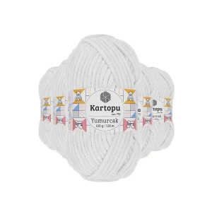 5 Adet Yumurcak Kadife El Örgü İpi Kar Beyaz K010