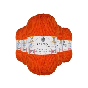 5 Adet Yumurcak Kadife El Örgü İpi Turuncu K205