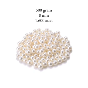 500 gram 8mm Krem Renk Plastik İnci Boncuk Çanta ve Takı Yapım Boncuğu (~1.600 adet)