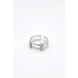 6lı İkili Taşlı Yüzük - Gümüş