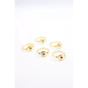 6lı Taşlı Yüzük Seti - Altın