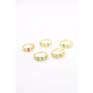 6lı Taşlı Yüzük Seti - Altın